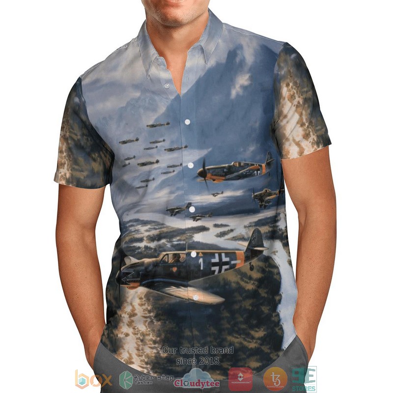 Messerschmitt Bf 109 German World War 2 Sky Hawaiian Shirt
