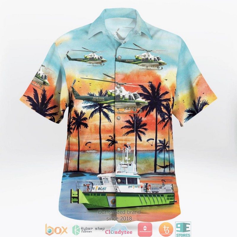 Miami-Dade Fire Rescue Boat & Bell 412EP 3D Hawaii Shirt 3 Miami Dade Fire Rescue Boat Bell 412EP 3D Hawaii Shirt 1 2