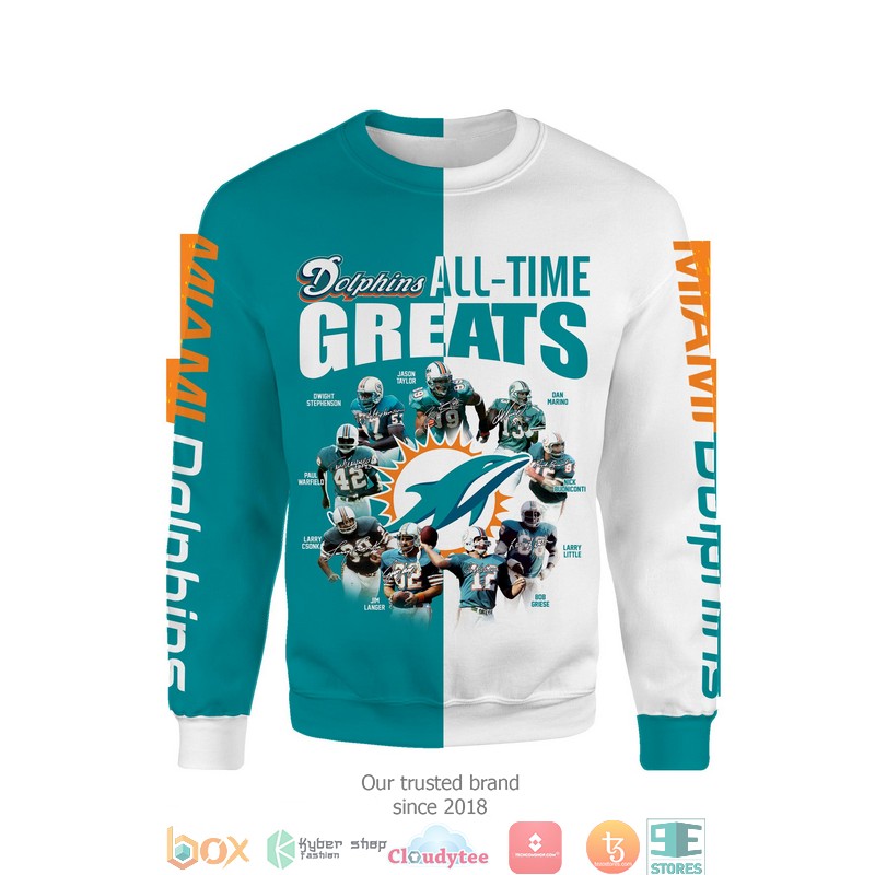 Miami Dolphins All Time Greats 3D Full All Over Print Shirt hoodie 1 2 3