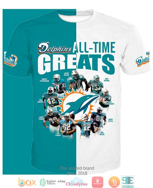 Miami Dolphins All Time Greats 3D Full All Over Print Shirt hoodie 1 2 3 4 5