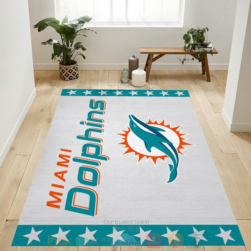 Miami Dolphins Banner NFL Logo For Us Area Rugs