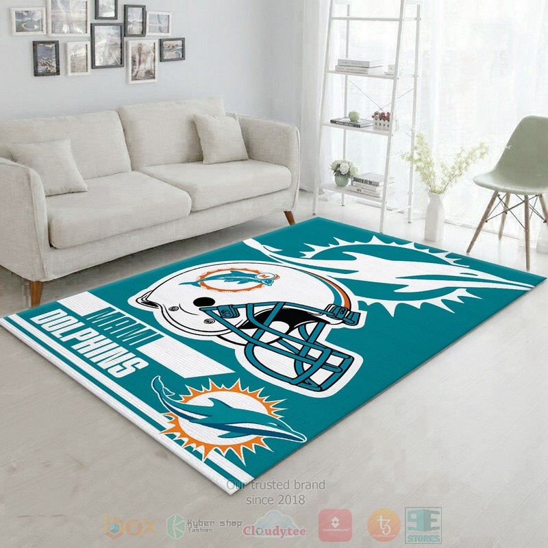 Miami Dolphins NFL Team Logo Helmet Area Rugs 1