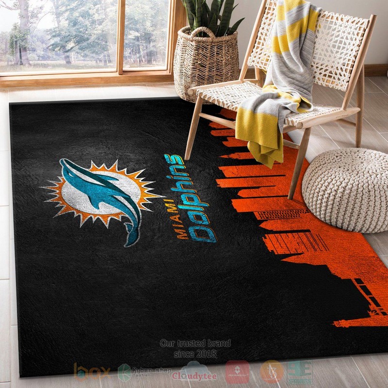 Miami Dolphins Skyline NFL Area Rugs 1