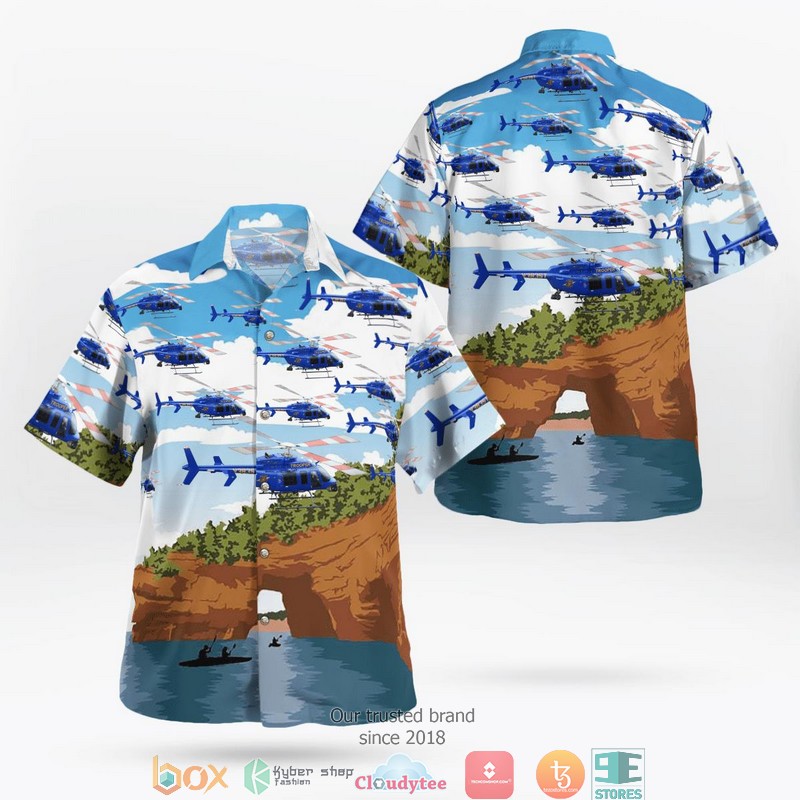 Michigan Police Helicopter Hawaii 3D Shirt 3 Michigan Police Helicopter Hawaii 3D Shirt