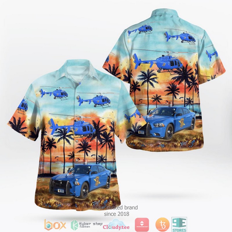 Michigan State Police Dodge Charger Helicopter Hawaii 3D Shirt