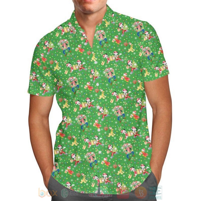BEST Mickey And Friends Celebrate Christmas Disney All Over Print Aloha Shirt 1 Mickey And Friends Celebrate Christmas Disney Short Sleeve Hawaiian Shirt