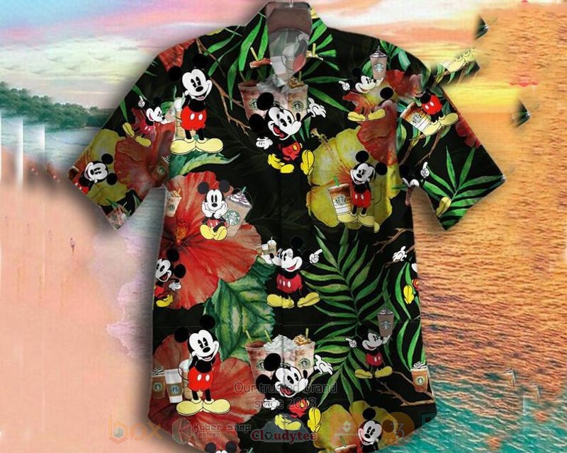 Mickey Mouse With Milk Tea Disney Short Sleeve Hawaiian Shirt
