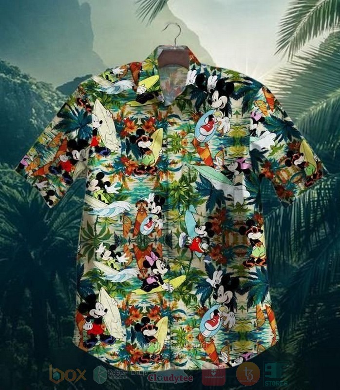 Mickey Mouse and Minnie Mouse The Beach Short Sleeve Hawaiian Shirt