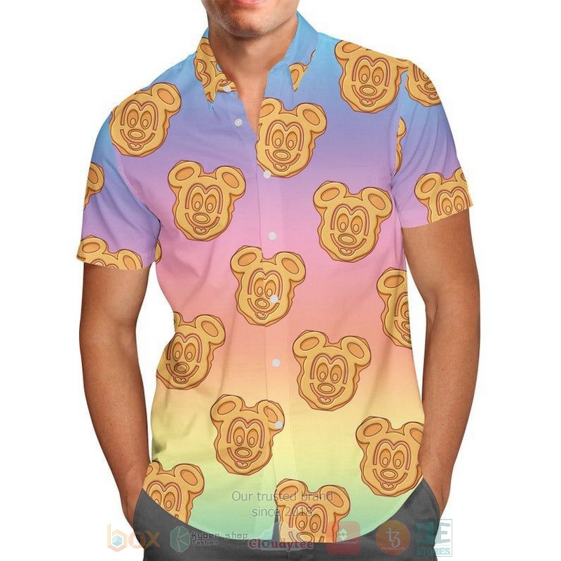 Mickey Waffles Rainbow Disney Short Sleeve Hawaiian Shirt