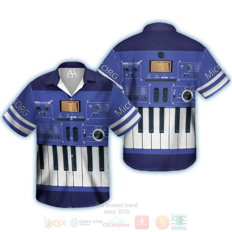 BEST MicroKorg XL Blue 3D Aloha Shirt 4 MicroKorg XL Blue Hawaiian Shirt 1 2 3