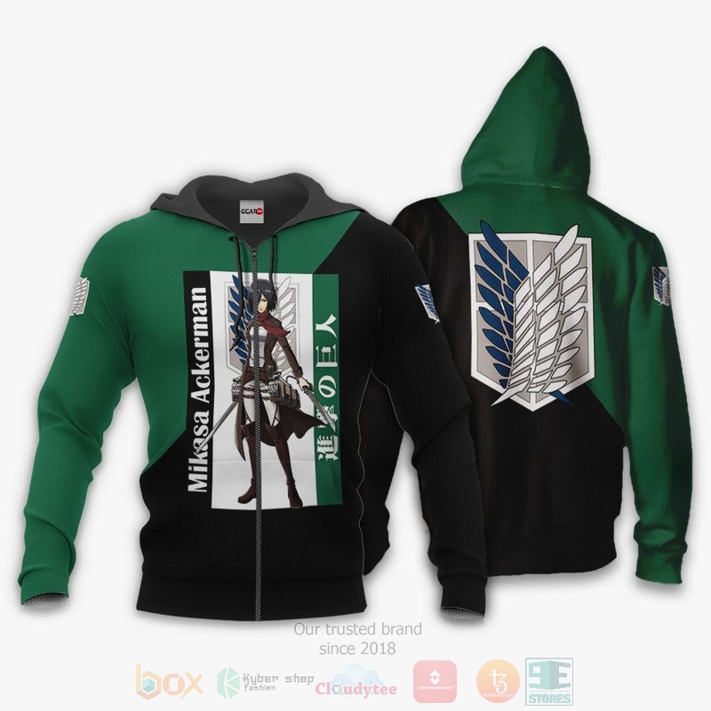 Mikasa Ackerman Attack On Titan Anime 3D Hoodie Bomber Jacket