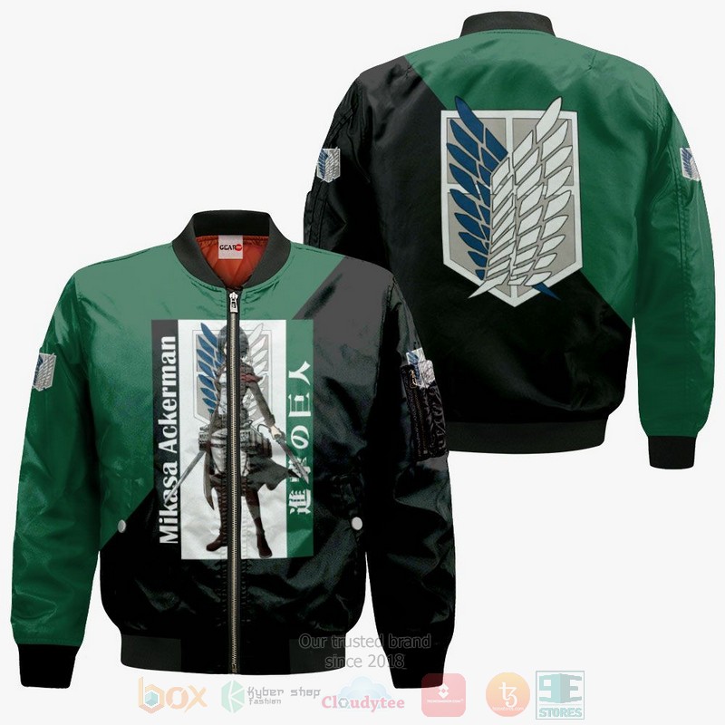 Mikasa Ackerman Attack On Titan Anime 3D Hoodie Bomber Jacket 1 2 3