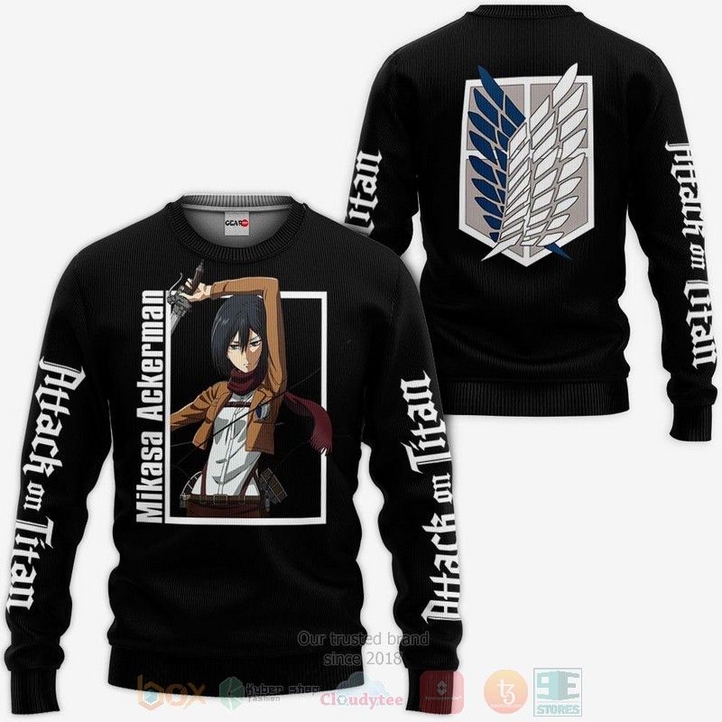 BEST Anime Mikasa Ackerman Attack On Titan Black All Over Print Hoodie-Bomber Jacket 2 Mikasa Ackerman Attack On Titan Anime Black 3D Hoodie Bomber Jacket 1