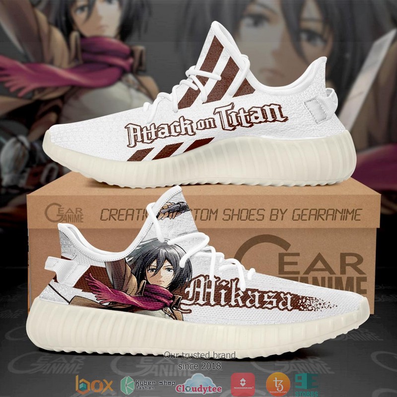 Mikasa Ackerman Attack On Titan Anime Yeezy Sneaker Shoes