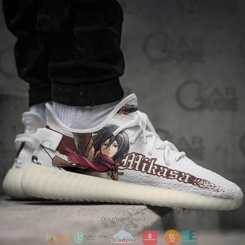 Mikasa Ackerman Attack On Titan Anime Yeezy Sneaker Shoes 3 Mikasa Ackerman Attack On Titan Anime Yeezy Sneaker Shoes 1 2