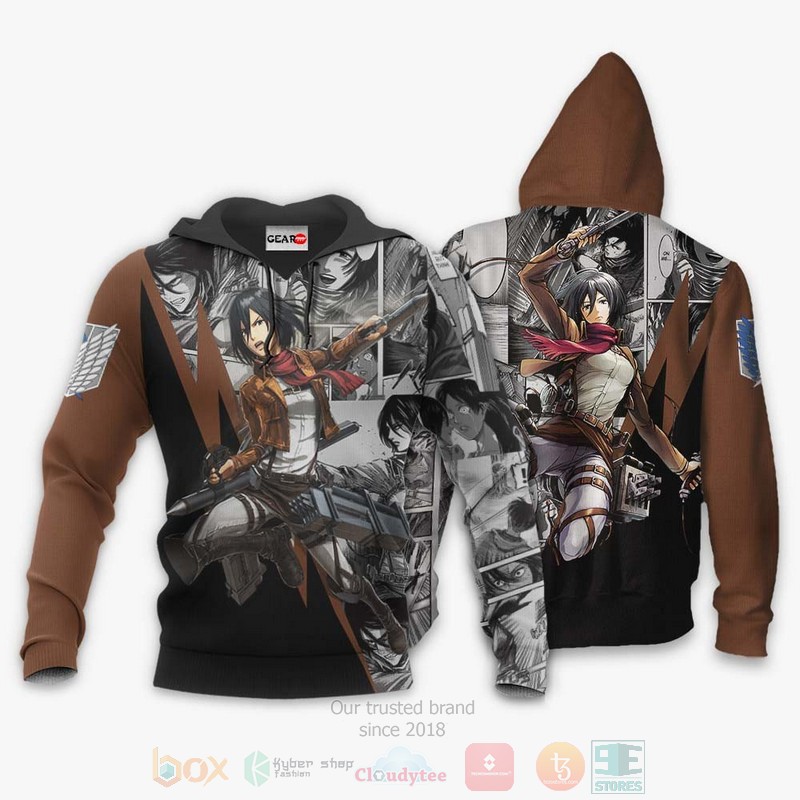 Mikasa Ackerman Custom Attack On Titan Anime 3D Hoodie Bomber Jacket 1 2