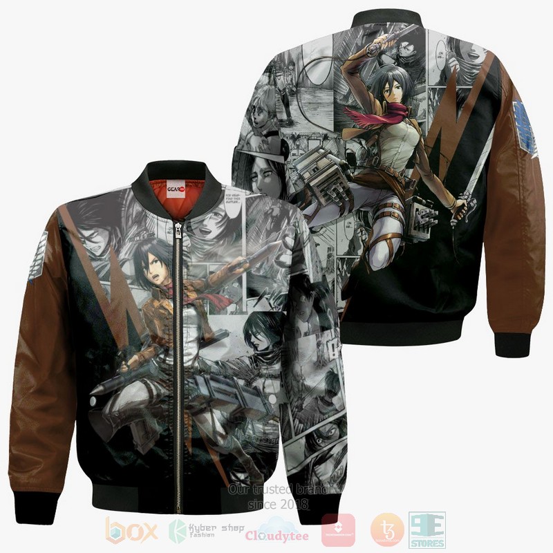 Mikasa Ackerman Custom Attack On Titan Anime 3D Hoodie Bomber Jacket 1 2 3