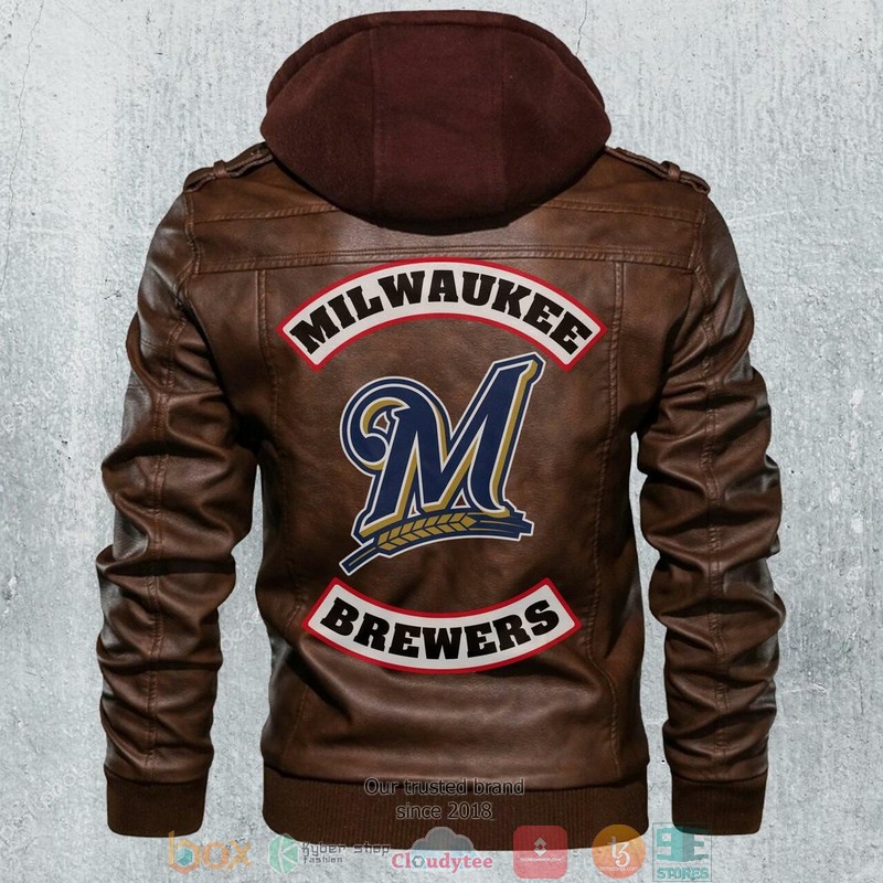 Milwaukee Brewers MLB Baseball Brown Leather Jacket