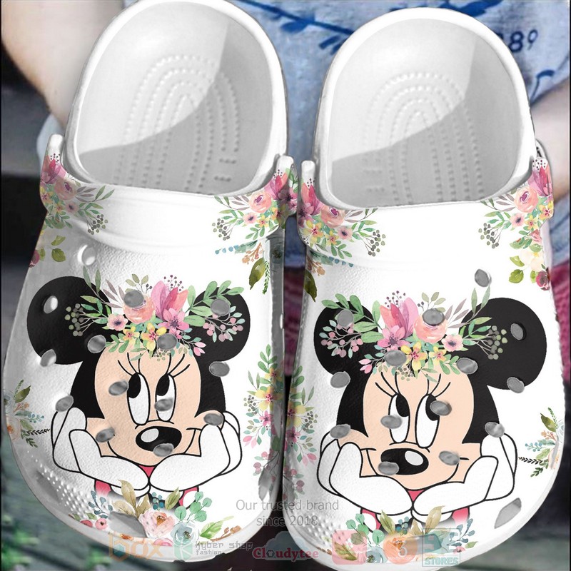 Minnie Mouse With Flowers Crocband Crocs Clog Shoes