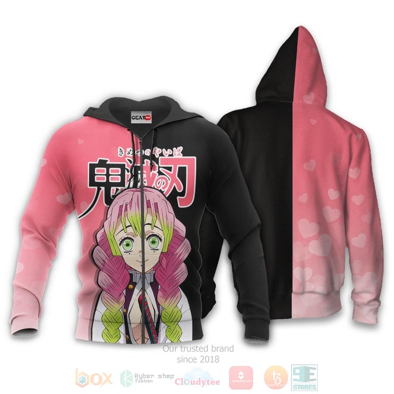 Mitsuri Kanroji Custom Kimetsu Anime Black Pink 3D Hoodie Bomber Jacket