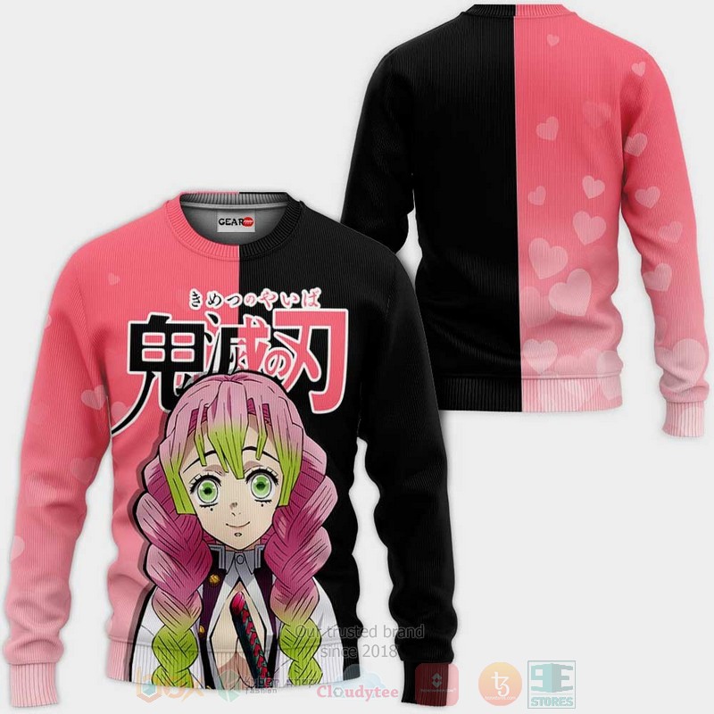 BEST Anime Mitsuri Kanroji Kimetsu Black-Pink All Over Print Hoodie-Bomber Jacket 2 Mitsuri Kanroji Custom Kimetsu Anime Black Pink 3D Hoodie Bomber Jacket 1