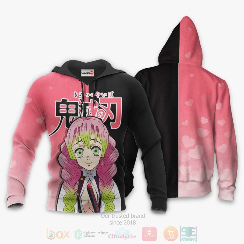 BEST Anime Mitsuri Kanroji Kimetsu Black-Pink All Over Print Hoodie-Bomber Jacket 3 Mitsuri Kanroji Custom Kimetsu Anime Black Pink 3D Hoodie Bomber Jacket 1 2