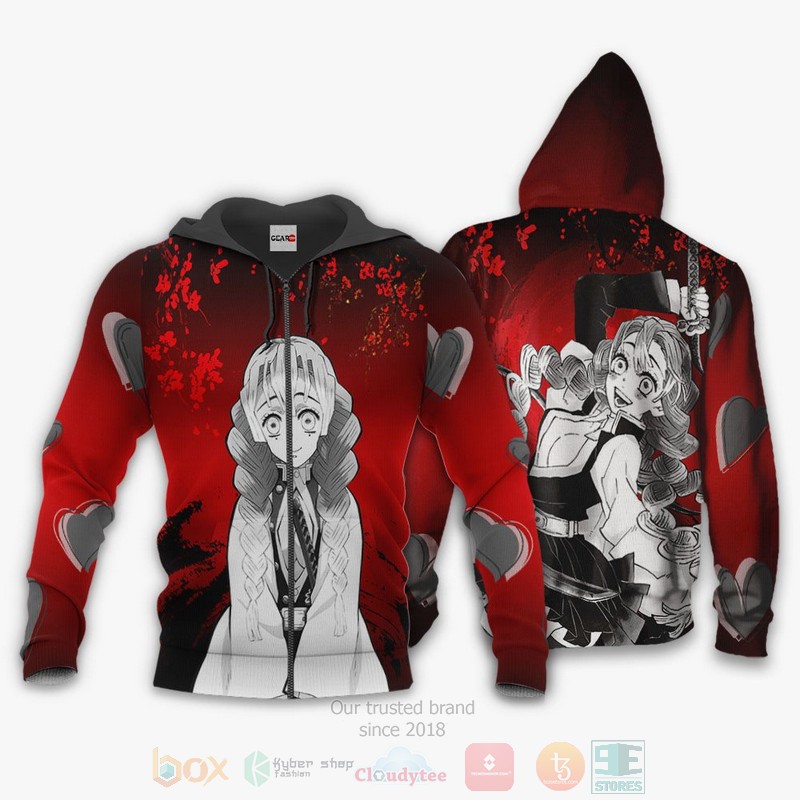 Mitsuri Kanroji Custom Kimetsu Anime Red 3D Hoodie Bomber Jacket
