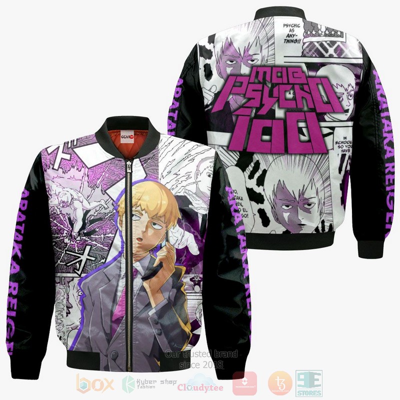 Mob Psycho 100 Custom Arataka Reigen Anime 3D Hoodie Bomber Jacket 1 2 3