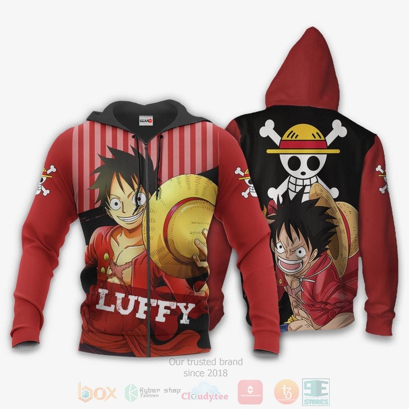 BEST Anime Monkey D Luffy One Piece All Over Print Hoodie-Bomber Jacket 1 Monkey D Luffy One Piece Anime 3D Hoodie Bomber Jacket