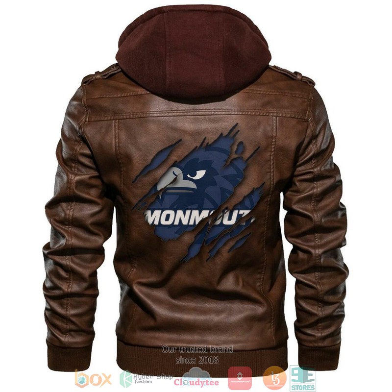 Monmouth Hawsk NCAA Brown Leather Jacket
