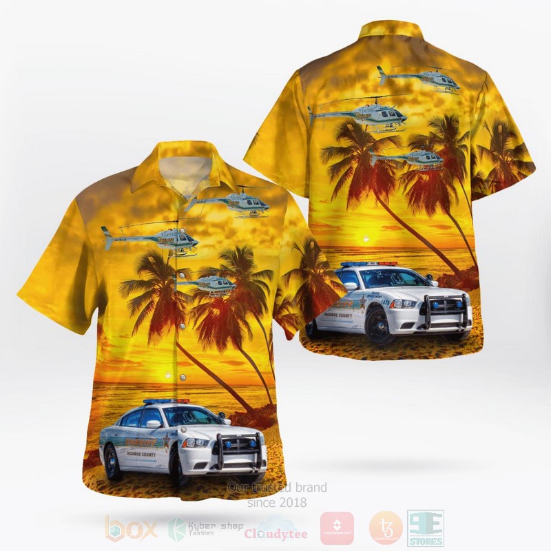 BEST Monroe County Sheriff, Florida Car & Bell OH-58C Kiowa 206A-1 3D Aloha Shirt word1