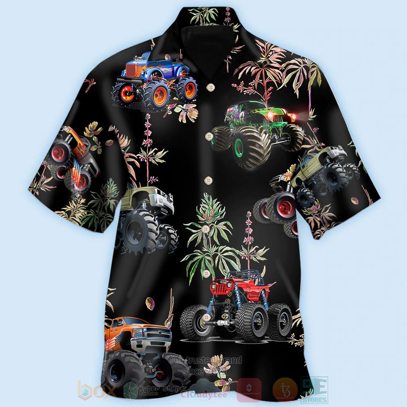 BEST Monster Truck Pattern Black 3D Aloha Shirt word3