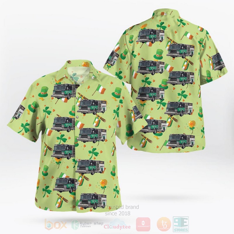 BEST Moravia, Cayuga County, New York, Moravia Fire Department, St Patrick's Day 3D Aloha Shirt word3