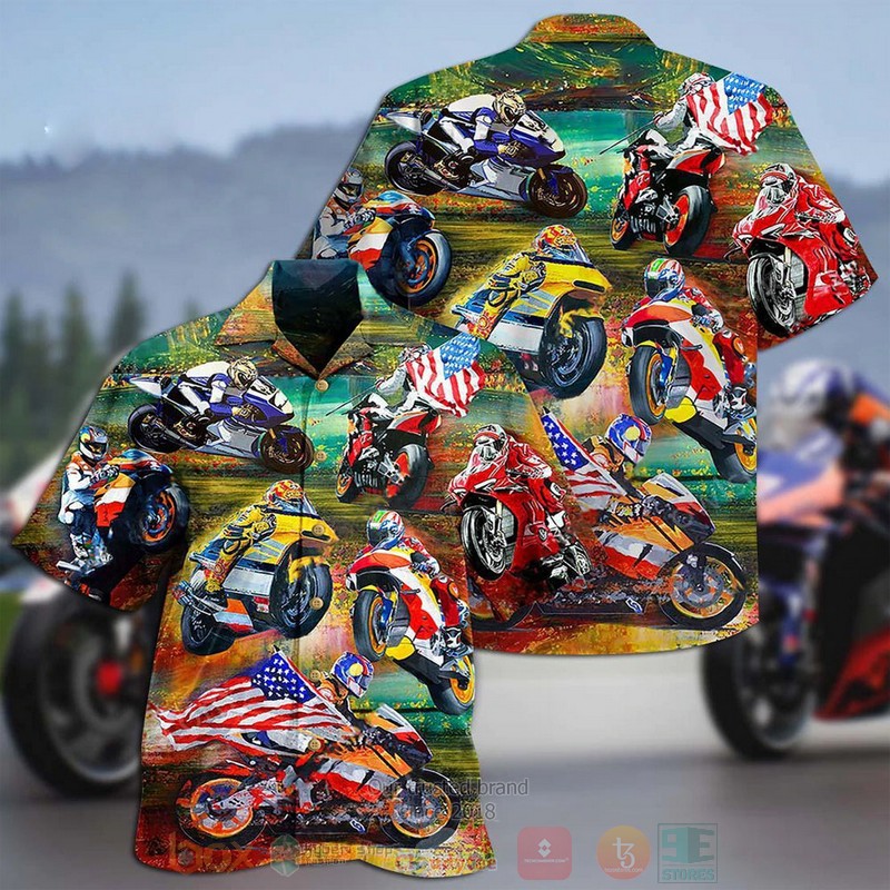 BEST Motorsport Racing American Flag 3D Aloha Shirt word1