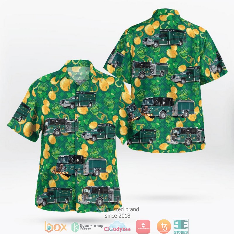 Mount Jackson Shenandoah County Virginia Mount Jackson Rescue & Fire Department St Patrick's Day Hawaiian Shirt word2