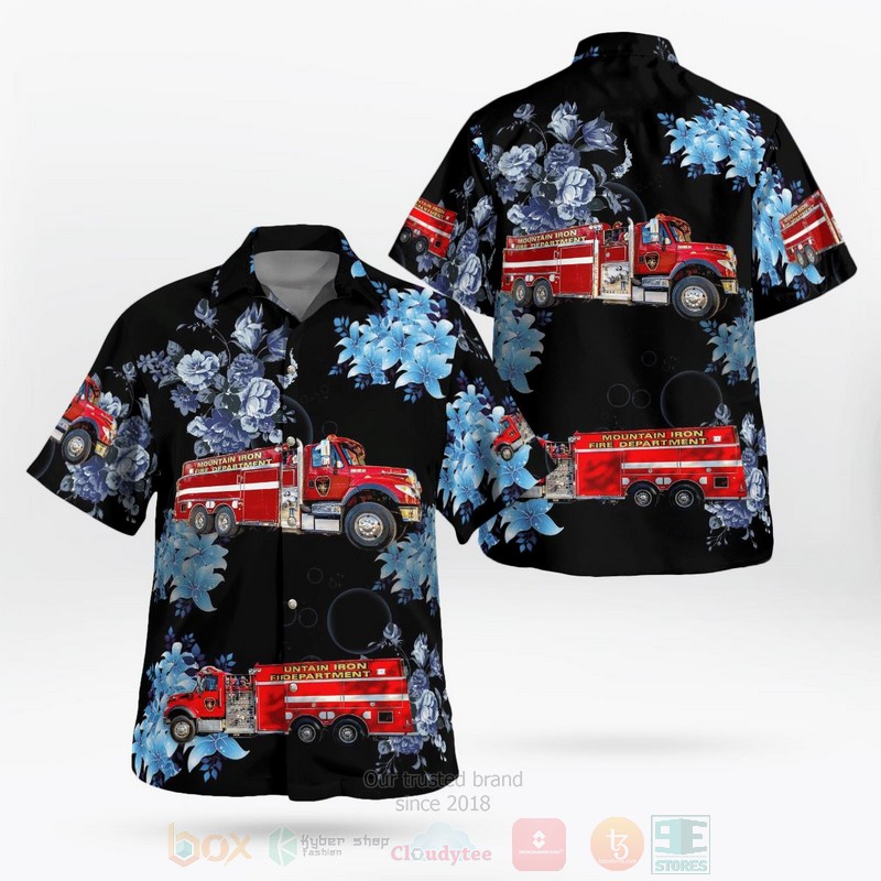 BEST Mountain Iron Fire Department 3D Aloha Shirt word3