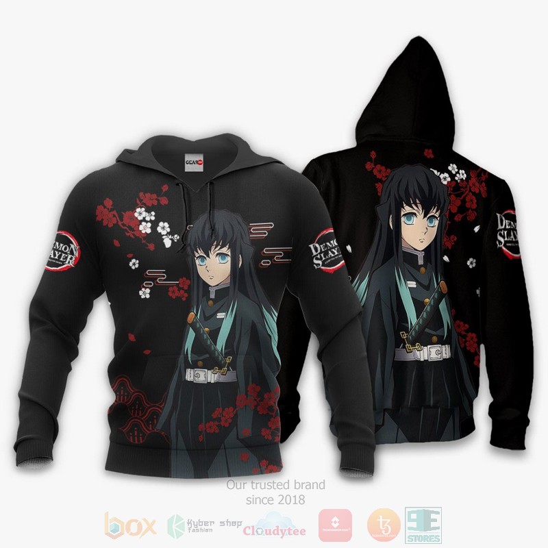 BEST Anime Muichiro Tokito Kimetsu Black All Over Print Hoodie-Bomber Jacket 3 Muichiro Tokito Custom Kimetsu Anime Black 3D Hoodie Bomber Jacket 1 2