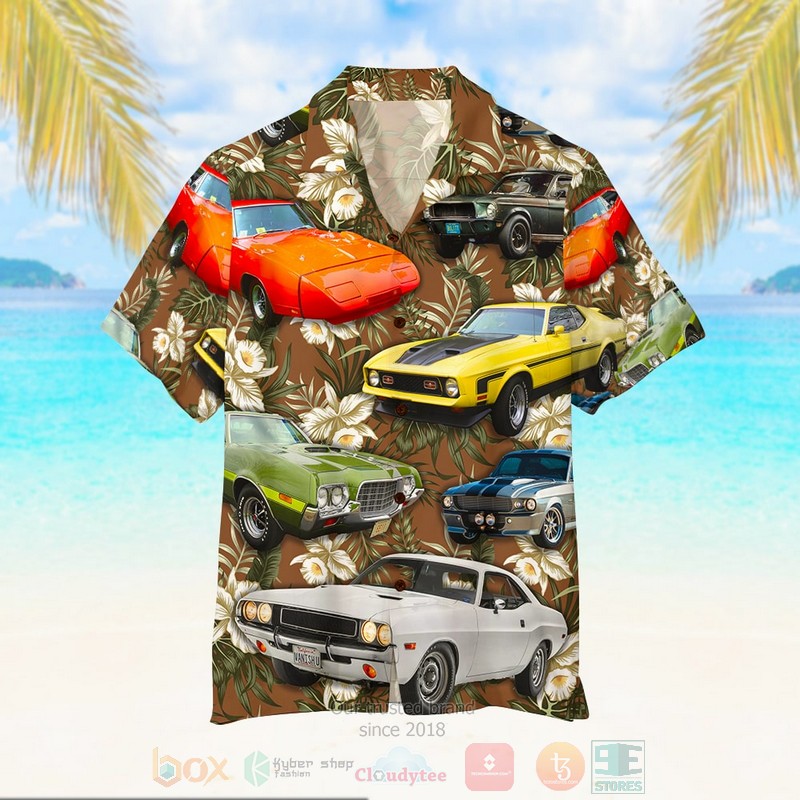 BEST Muscle Car, Cars With Floral Pattern 3D Aloha Shirt 2 BEST Muscle Car, Cars With Floral Pattern 3D Aloha Shirt word3