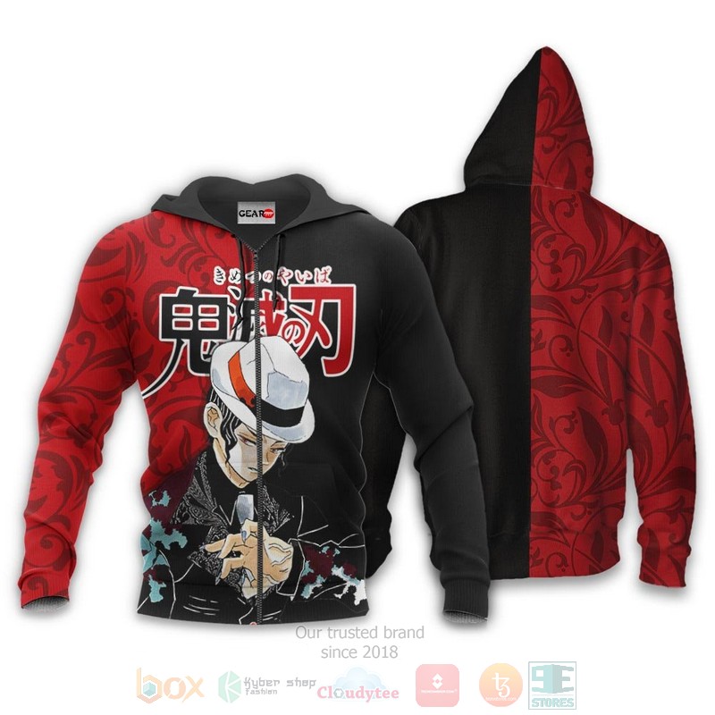 BEST Anime Muzan Kibutsuji Kimetsu Red-Black All Over Print Hoodie-Bomber Jacket 12 Muzan Kibutsuji Custom Kimetsu Anime Red Black 3D Hoodie Bomber Jacket
