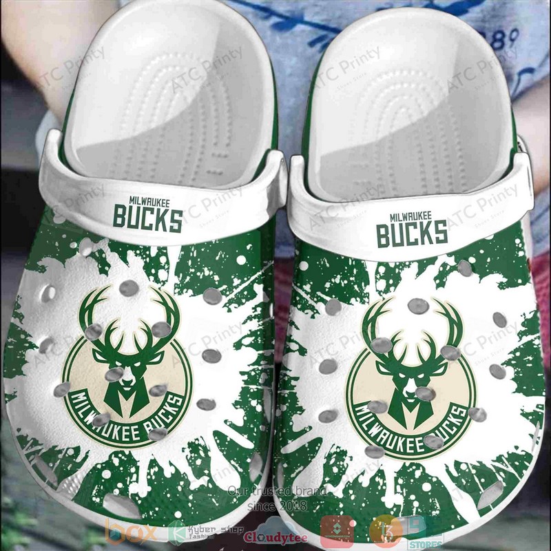 NBA Milwaukee Bucks White Green Crocband Crocs Clog Shoes