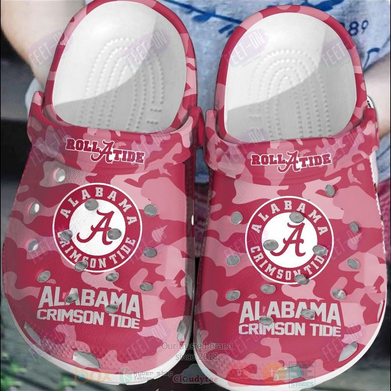 BEST Team NCAA Alabama Crimson Tide Red-Pink Camo Crocs Crocband Shoes 2 NCAA Alabama Crimson Tide Red Pink Camo Crocband Crocs Clog Shoes