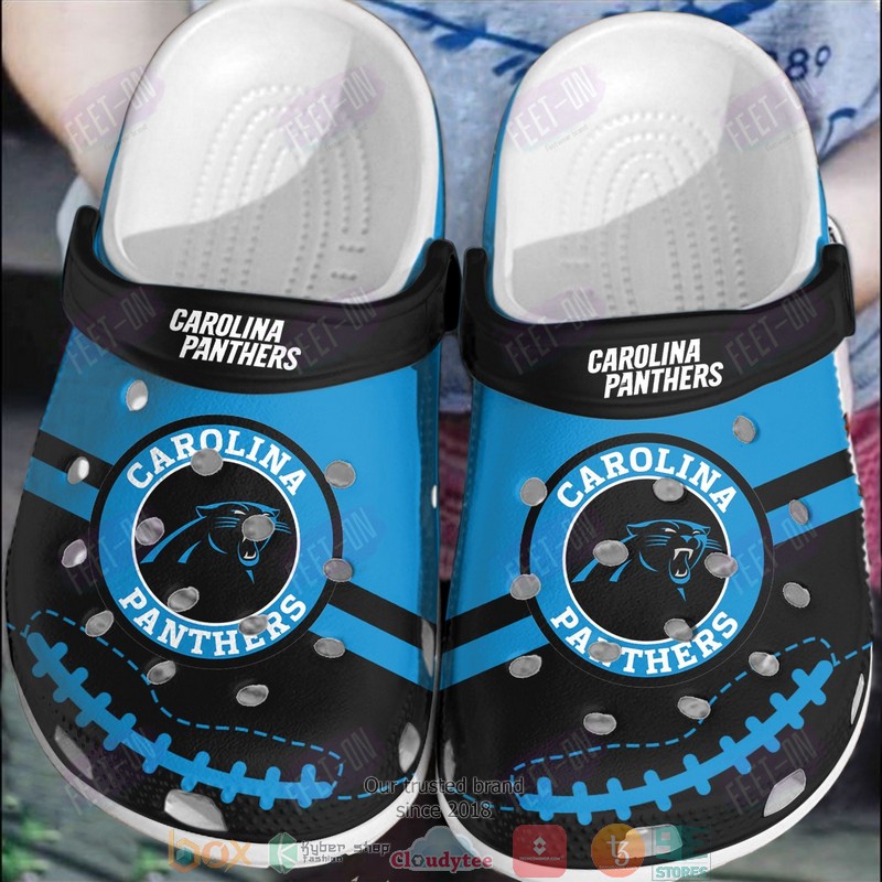 NFL Carolina Panthers Black Blue Crocband Clogs
