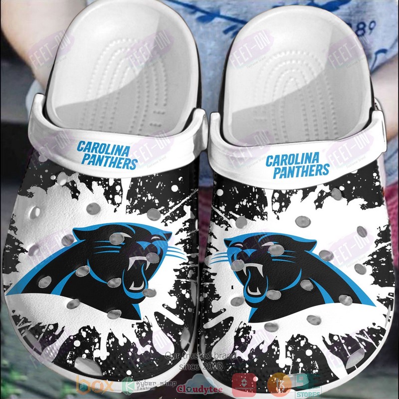 NFL Carolina Panthers Black and White Crocband Clogs