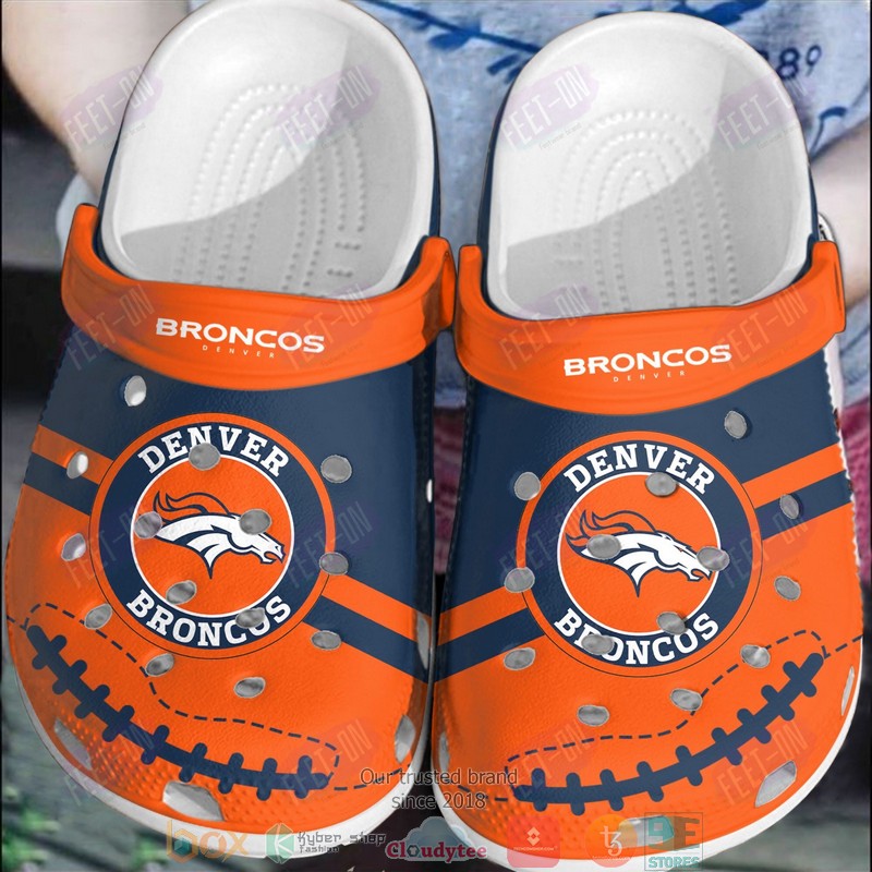 NFL Denver Broncos logo Orange Crocband Clogs