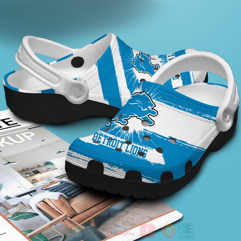 BEST Team NFL Detroit Lions Custom Name Crocs Crocband Shoes 3 NFL Detroit Lions Crocs Shoes 1 2
