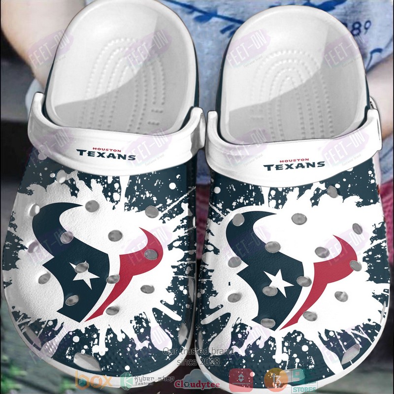 NFL Houston Texans Logo White Crocband Clogs