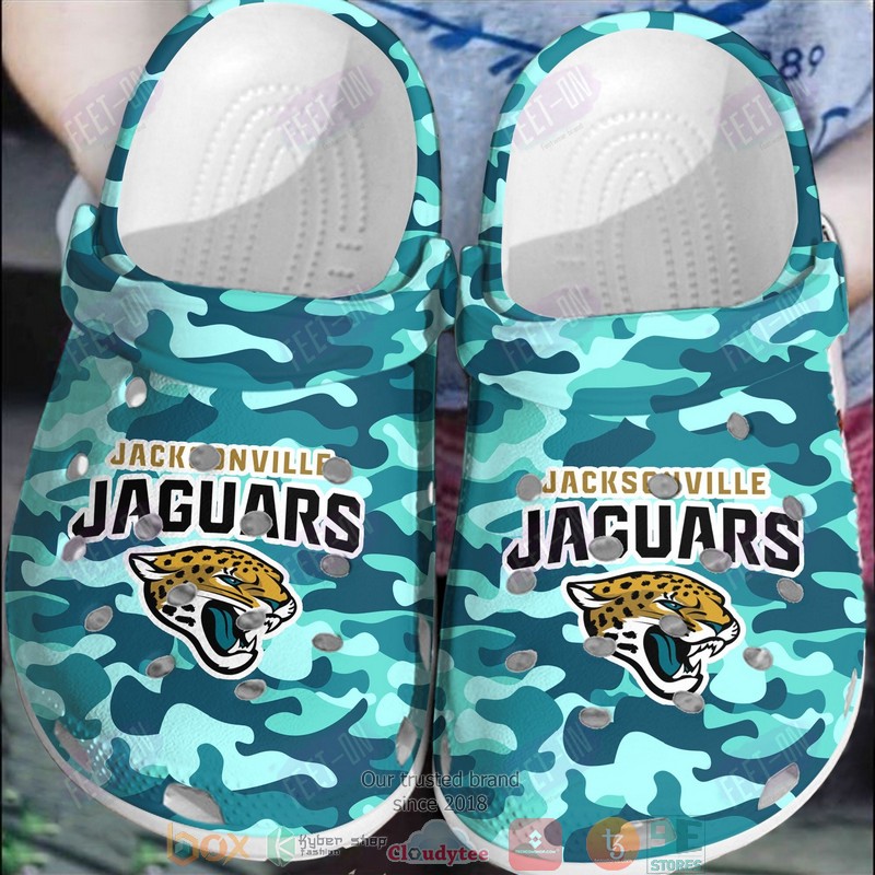NFL Jacksonville Jaguars Cyan Camo Crocband Clogs
