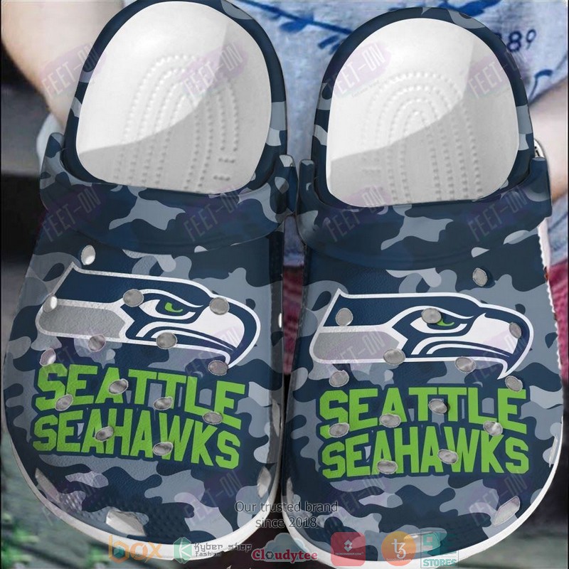 NFL Seattle Seahawks Blue Camo Crocband Clogs 1 NFL Seattle Seahawks Blue Camo Crocband Clogs