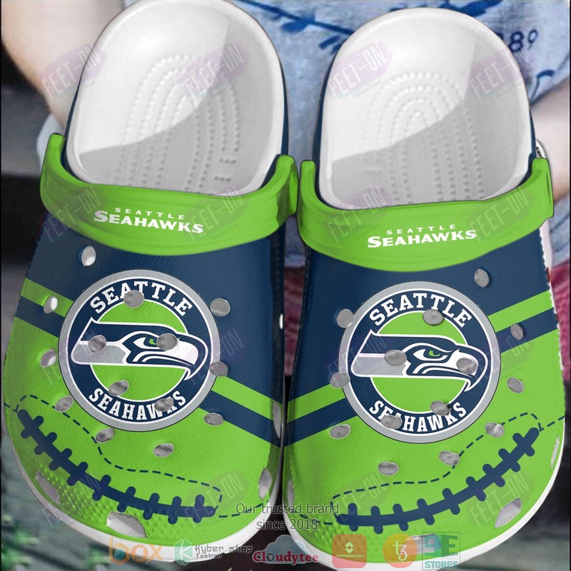 NFL Seattle Seahawks Green Navy Crocband Crocs Clog Shoes