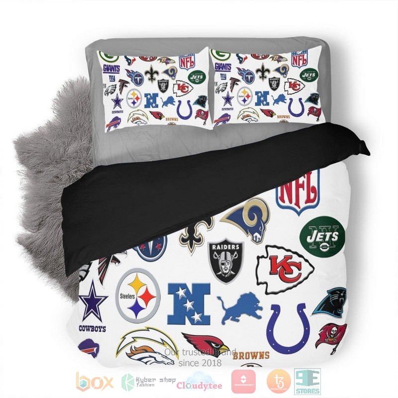 NFL teams logo white Bedding Set